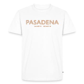 Coordonnées de la ville des États-Unis - Pasadena - T-shirt Premium bio Homme - blanc - Devant - Nico (187cm)