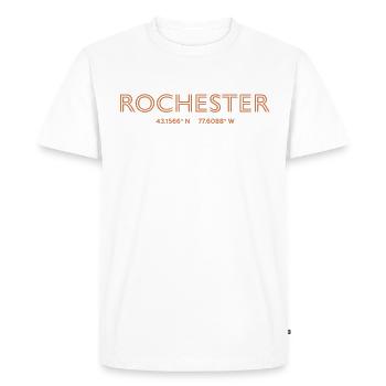 USA City Coordinates - Rochester - Men's Premium Organic T-Shirt - white - Front - Nico (187cm)