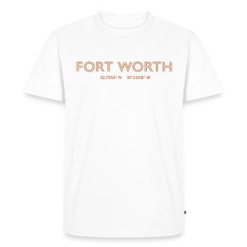 Coordonnées de la ville des États-Unis - Fort Worth - T-shirt Premium bio Homme - blanc - Devant - Nico (187cm)