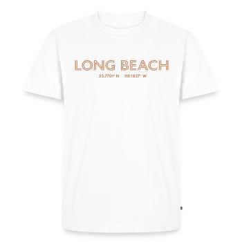 Coordonnées de la ville des États-Unis - Long Beach - T-shirt Premium bio Homme - blanc - Devant - Nico (187cm)
