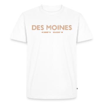 USA City Coordinates - Des Moines - Men's Premium Organic T-Shirt - white - Front - Nico (187cm)