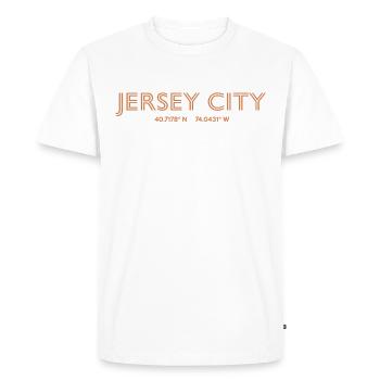 Coordonnées de USA City - Jersey City - T-shirt Premium bio Homme - blanc - Devant - Nico (187cm)