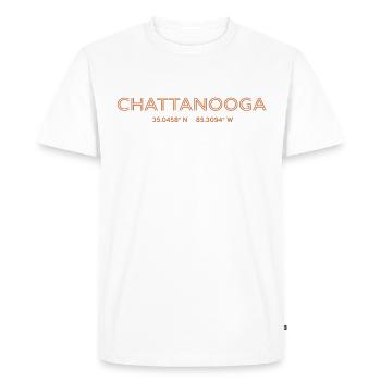 USA City Coordinates - Chattanooga - Men's Premium Organic T-Shirt - white - Front - Nico (187cm)