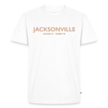 USA City Coordinates - Jacksonville - Men's Premium Organic T-Shirt - white - Front - Nico (187cm)