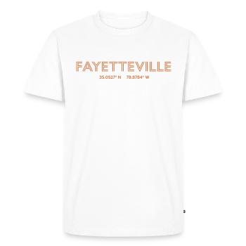 Coordonnées de la ville des États-Unis - Fayetteville - T-shirt Premium bio Homme - blanc - Devant - Nico (187cm)