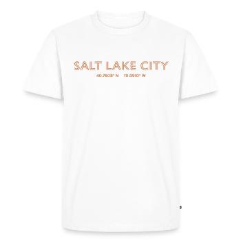 Coordonnées de USA City - Salt Lake City - T-shirt Premium bio Homme - blanc - Devant - Nico (187cm)
