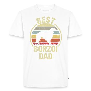 Meilleur père chien - Borzoi - T-shirt Premium bio Homme - blanc - Devant - Nico (187cm)