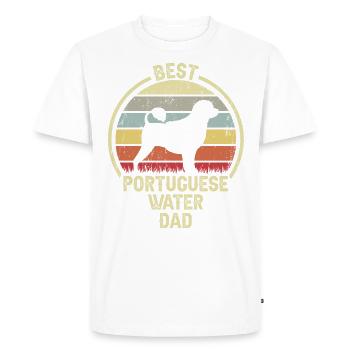 Meilleur père chien - chien d’eau portugais - T-shirt Premium bio Homme - blanc - Devant - Nico (187cm)