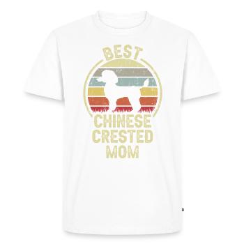 Maman chien - Chinois à crête - T-shirt Premium bio Homme - blanc - Devant - Nico (187cm)