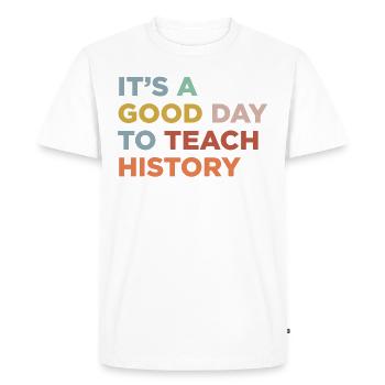 Enseigner l’histoire - T-shirt Premium bio Homme - blanc - Devant - Nico (187cm)