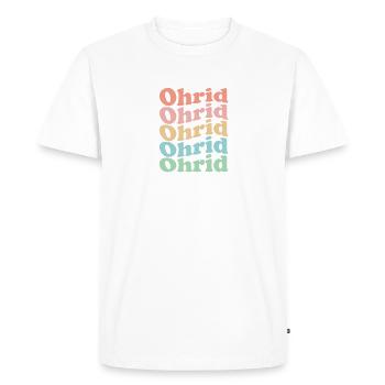 Vintage 70s Hippie Macedonia City - Retro Ohrid - Men's Premium Organic T-Shirt - white - Front - Nico (187cm)