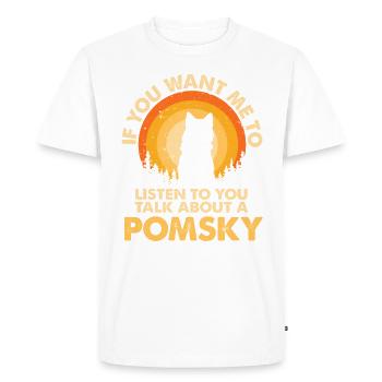 Parlez du chien Pomsky - T-shirt Premium bio Homme - blanc - Devant - Nico (187cm)