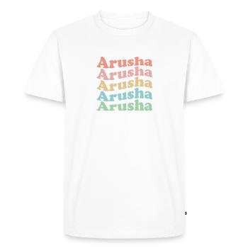 Vintage 70s Hippie Tanzania City - Retro Arusha - T-shirt Premium bio Homme - blanc - Devant - Nico (187cm)
