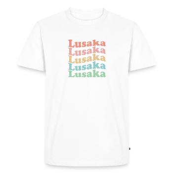 Vintage 70s Hippie Zambia City - Retro Lusaka - Men's Premium Organic T-Shirt - white - Front - Nico (187cm)