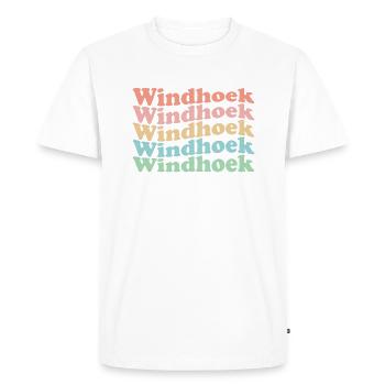 Ville de Namibie hippie vintage des années 70 - Windhoek rétro - T-shirt Premium bio Homme - blanc - Devant - Nico (187cm)