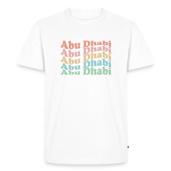 Vintage 70's Hippie UAE City - Retro Abu Dhabi - Men's Premium Organic T-Shirt - white - Front - Nico (187cm)