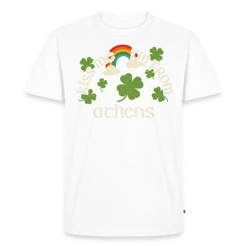 Kiss Me - Saint-Patrick Athènes - T-shirt Premium bio Homme - blanc - Devant - Nico (187cm)