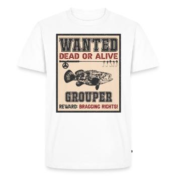 Poisson recherché - pêche au mérou - T-shirt Premium bio Homme - blanc - Devant - Nico (187cm)