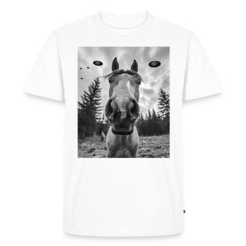 Cheval - Alien American Quarter OVNI - T-shirt Premium bio Homme - blanc - Devant - Nico (187cm)