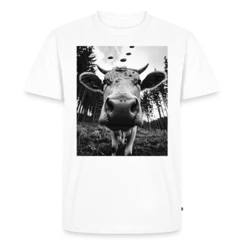 Vache - Alien Selfie Ayrshire UFO - T-shirt Premium bio Homme - blanc - Devant - Nico (187cm)