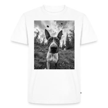 Chien - Alien Selfie Bull Terrier UFO - T-shirt Premium bio Homme - blanc - Devant - Nico (187cm)