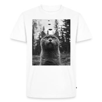 Chat - OVNI extraterrestre britannique à poil court - T-shirt Premium bio Homme - blanc - Devant - Nico (187cm)