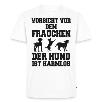 Méfiez-vous du chien chien cadeau chiot maîtresse - T-shirt Premium bio Homme - blanc - Devant - Nico (187cm)