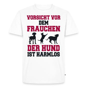 Méfiez-vous du chien chien cadeau chiot maîtresse - T-shirt Premium bio Homme - blanc - Devant - Nico (187cm)
