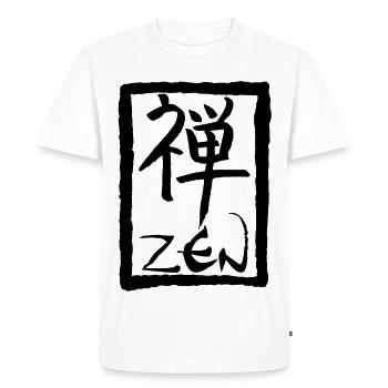 Le mot zen en japonais (noir) - T-shirt Premium bio Homme - blanc - Devant - Nico (187cm)