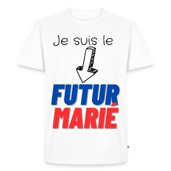 EVG futur marié. Enterrement vie célibataire - T-shirt Premium bio Homme - blanc - Devant - Nico (187cm)