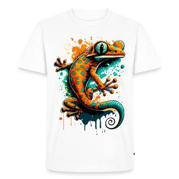Lézard coloré - Gecko Salamandre Lézard - T-shirt Premium bio Homme - blanc - Devant - Nico (187cm)