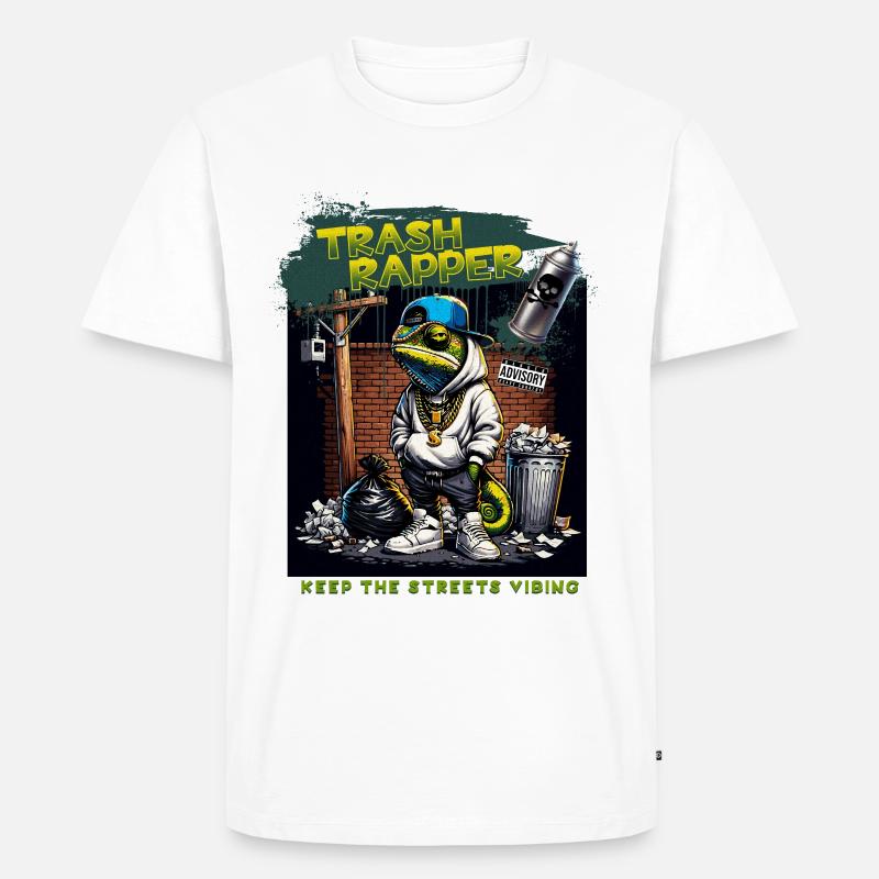 TRASH RAPPER Eidechse - Männer Premium Bio T-Shirt - Weiß