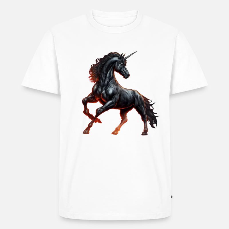 Das mächtige schwarze Einhorn - Männer Premium Bio T-Shirt - Weiß