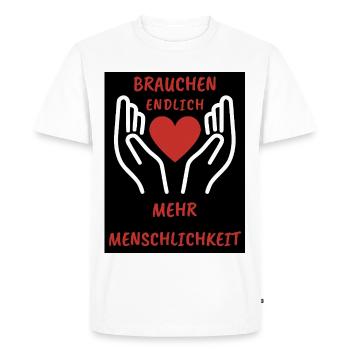 Conception d’un cœur et d’une main avec message - T-shirt Premium bio Homme - blanc - Devant - Nico (187cm)