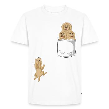 Goldendoodle moelleux en poche - Funny Dog Design - T-shirt Premium bio Homme - blanc - Devant - Nico (187cm)