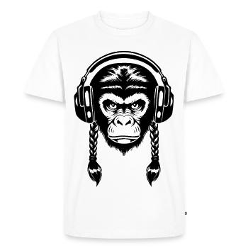 Chemise Electro Monkey Head Synth Wave Edition - T-shirt Premium bio Homme - blanc - Devant - Nico (187cm)