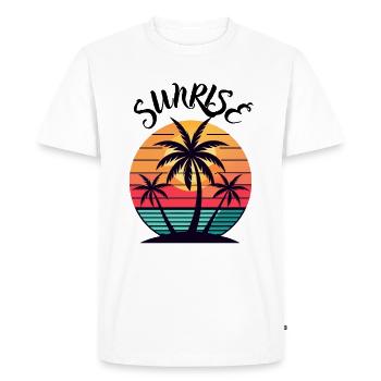 coucher de soleil palmiers plage rétro - T-shirt Premium bio Homme - blanc - Devant - Nico (187cm)