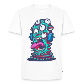 Monstre psychédélique avec un casque - T-shirt Premium bio Homme - blanc - Devant - Nico (187cm)