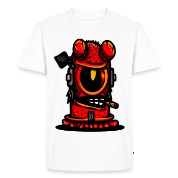 Caricature du Diable Rouge - T-shirt Premium bio Homme - blanc - Devant - Nico (187cm)