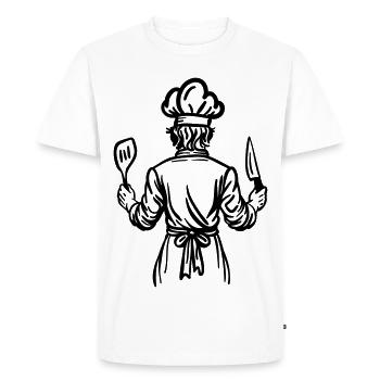 Father's Kitchen Soul – Chef Line Art Design - Men's Premium Organic T-Shirt - white - Front - Nico (187cm)