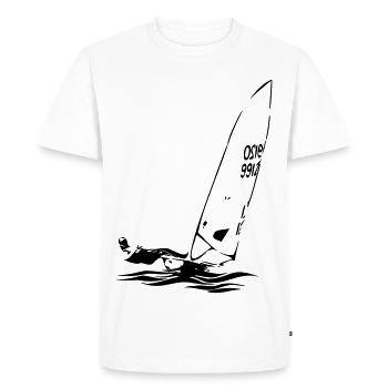 Régate de voilier dériveur laser ILCA Sports de voile - T-shirt Premium bio Homme - blanc - Devant - Nico (187cm)