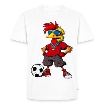 Soccer Chicken - Men's Premium Organic T-Shirt - white - Front - Nico (187cm)