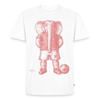 Éléphant avec ballon de foot pour des chemises colorées - T-shirt Premium bio Homme - blanc - Devant - Nico (187cm)