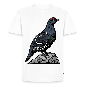 Bécasse noire sur roche - T-shirt Premium bio Homme - blanc - Devant - Nico (187cm)