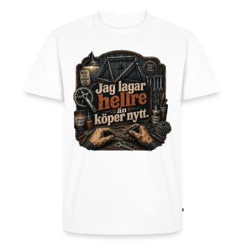 Atelier Vélo : Je répare au lieu d'acheter - T-shirt Premium bio Homme - blanc - Devant - Nico (187cm)