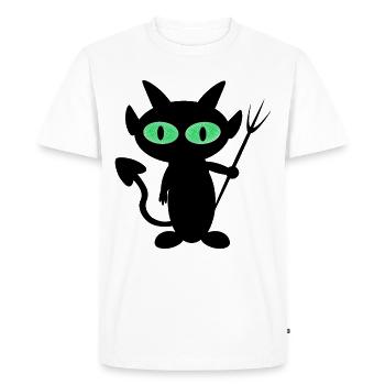 T-shirt diabolique petit diable aux yeux psycho - T-shirt Premium bio Homme - blanc - Devant - Nico (187cm)