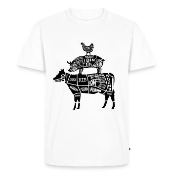 Grilling meat pieces chicken pork beef - Men's Premium Organic T-Shirt - white - Front - Nico (187cm)