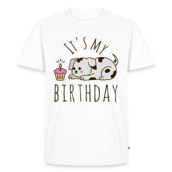 C’est mon chien d’anniversaire - T-shirt Premium bio Homme - blanc - Devant - Nico (187cm)