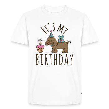 C’est mon chien d’anniversaire - T-shirt Premium bio Homme - blanc - Devant - Nico (187cm)