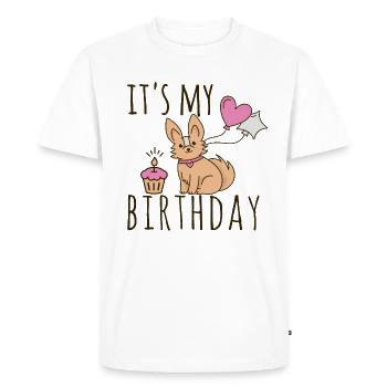 C’est mon chien d’anniversaire - T-shirt Premium bio Homme - blanc - Devant - Nico (187cm)